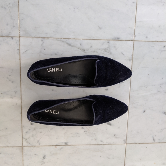 deep navy velvet flats - Picture 3 of 4